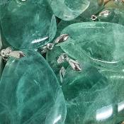 Fluorine Verte - pendentif mini pierre plate
