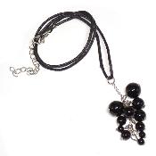 Obsidienne Noire avec cordon - pendentif grappe