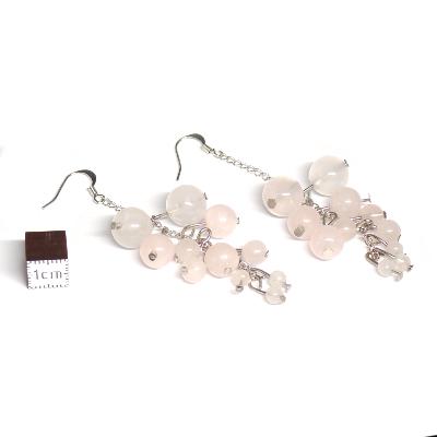 Quartz Rose - Boucles d'oreilles en grappes