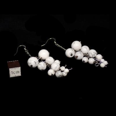 Howlite - Boucles d'oreilles en grappes