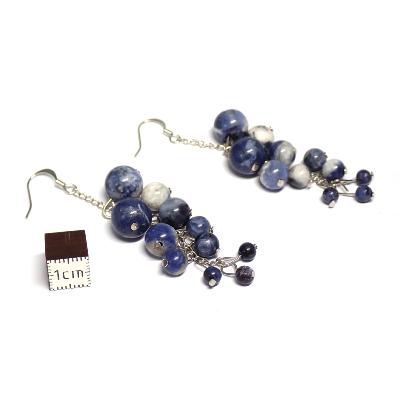 Sodalite - Boucles d'oreilles en grappes