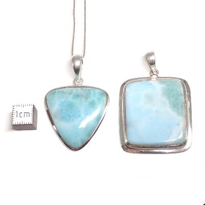 Larimar avec monture en argent 925 - Pendentif forme libre