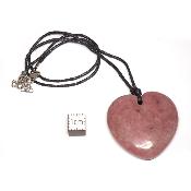 Rhodonite avec cordon - pendentif coeur