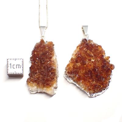 Citrine chauffée Amas - Pendentif pierre Brute Electroplated