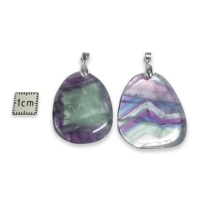 Fluorine Multicolore - pendentif mini pierre plate