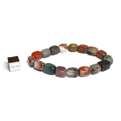 Jaspe Héliotrope - Bracelet pierre roulée carrée