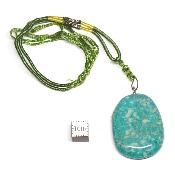 Amazonite avec cordon - pendentif pierre plate