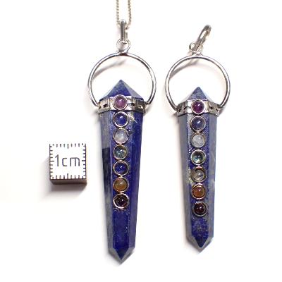 Lapis Lazuli - Pendentif Biterminée 7 chakras