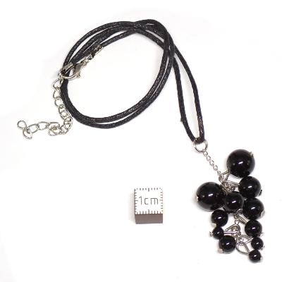 Obsidienne Noire avec cordon - pendentif grappe