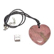 Rhodonite avec cordon - pendentif coeur