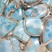 Larimar avec monture en argent 925 - Pendentif forme libre