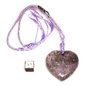 Lepidolite avec cordon - pendentif coeur