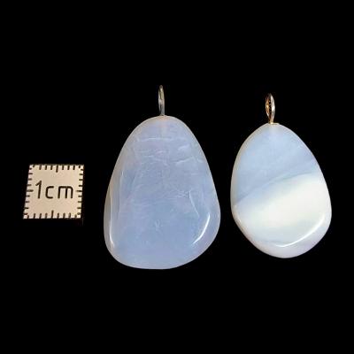 Opale Blanche - pendentif mini pierre plate